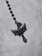 十字架标志玫瑰念珠项链 