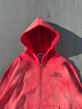 子弹标志水钻拉链连帽衫 