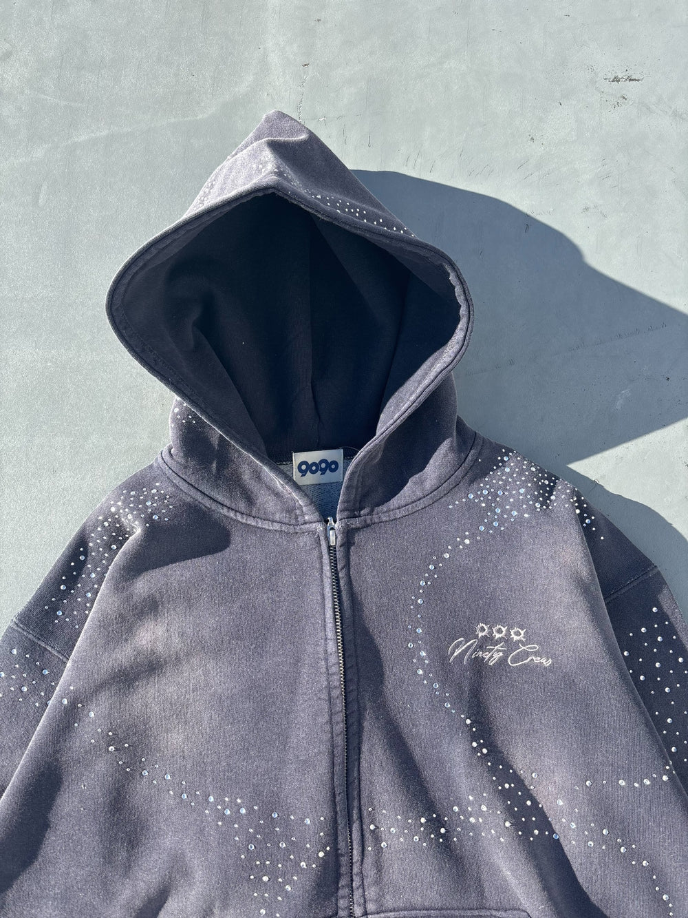 Bullet Logo Rhinestone Zip Hoodie – YZ