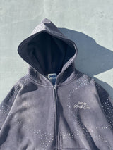 子弹标志水钻拉链连帽衫 