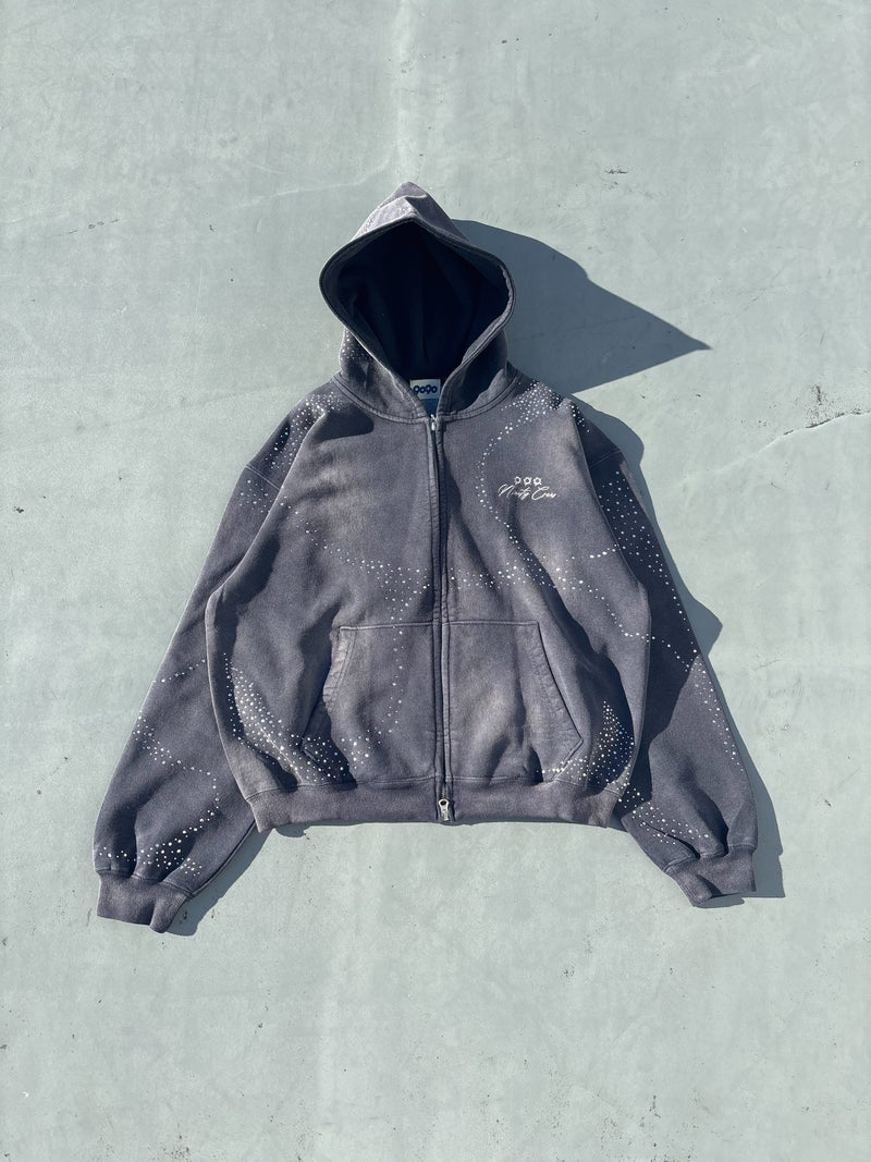 Bullet Logo Rhinestone Zip Hoodie – YZ