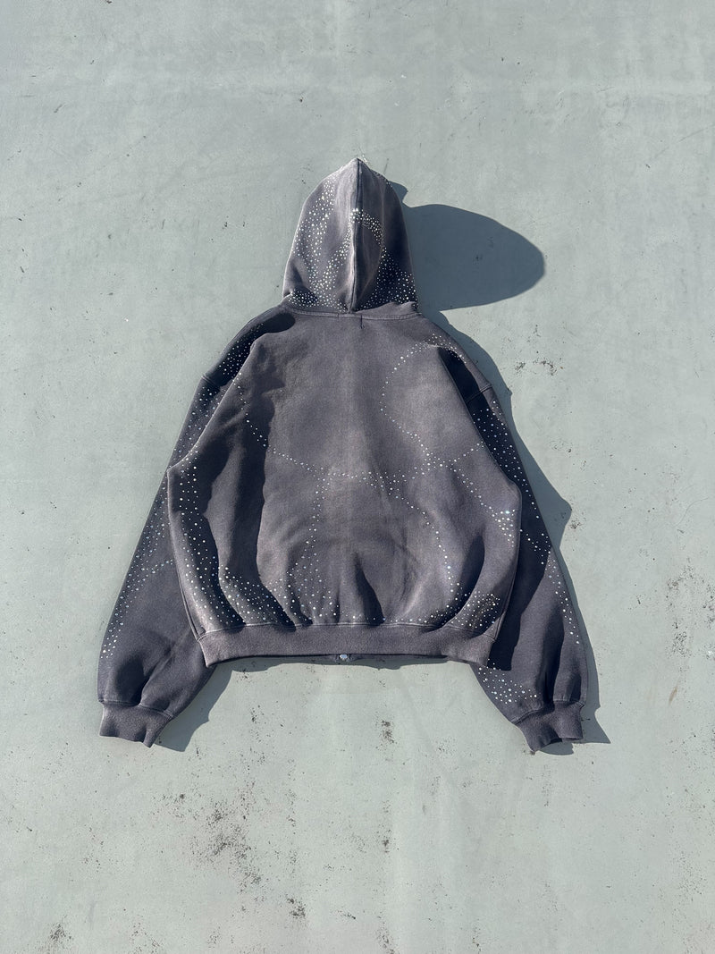Bullet Logo Rhinestone Zip Hoodie – YZ