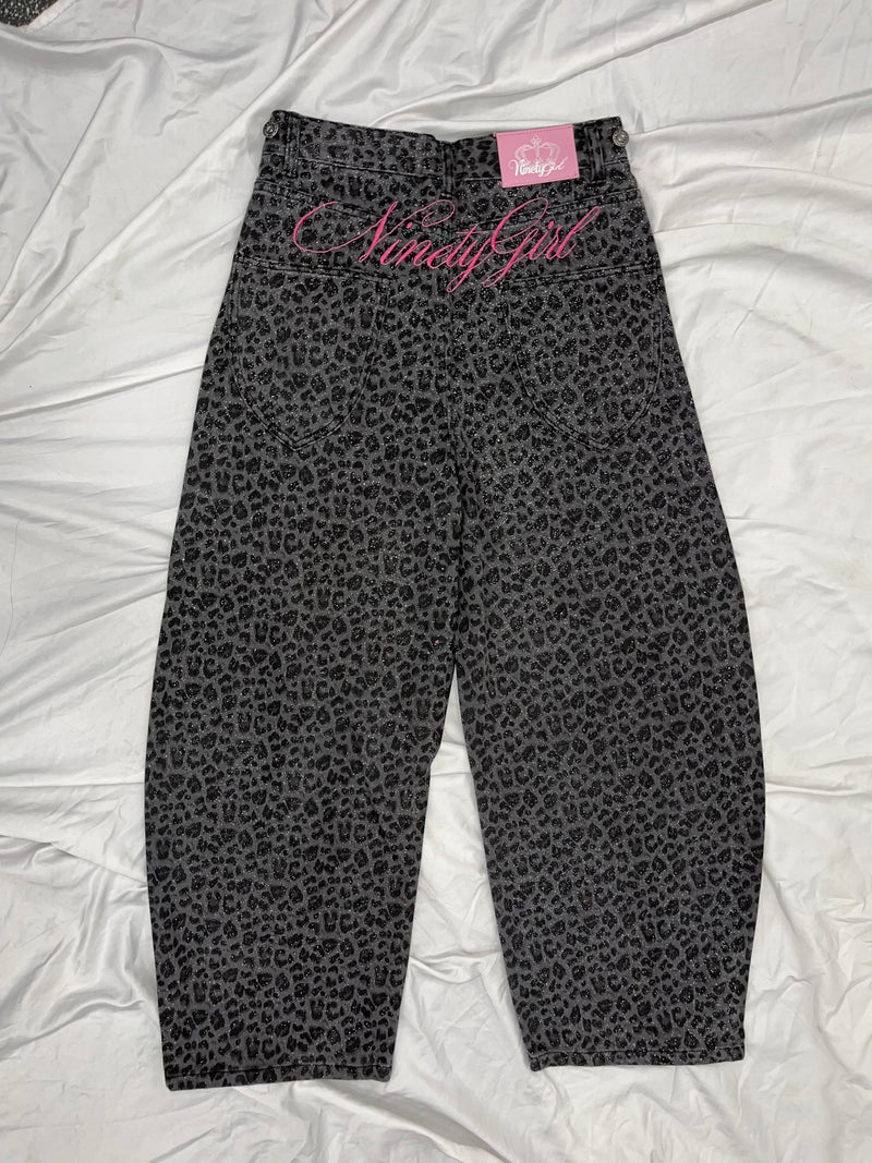 Ninety Girl Logo Glitter Buggy Denim Pants – YZ