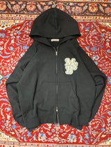 back logo appliqué zip hoodie