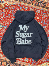 back logo appliqué zip hoodie