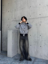 check pattern blouson