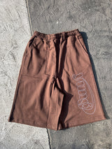 yung logo rhinestone sweat jorts