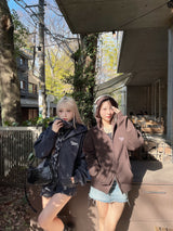 Melted universal logo zip hoodie 