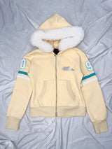 Waist-Defined Fur Zip Hoodie 
