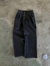 western short rigid  wide tuck denim pants