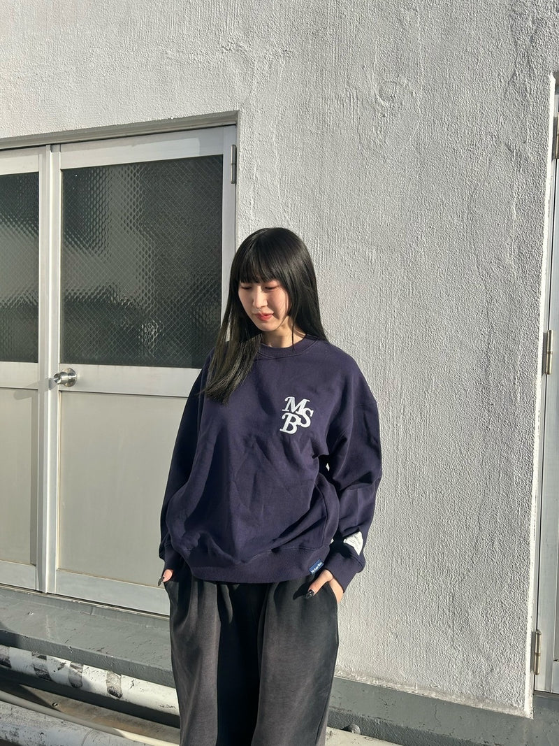 chain embroidery crew sweatshirt