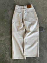 western short rigid  wide tuck denim pants