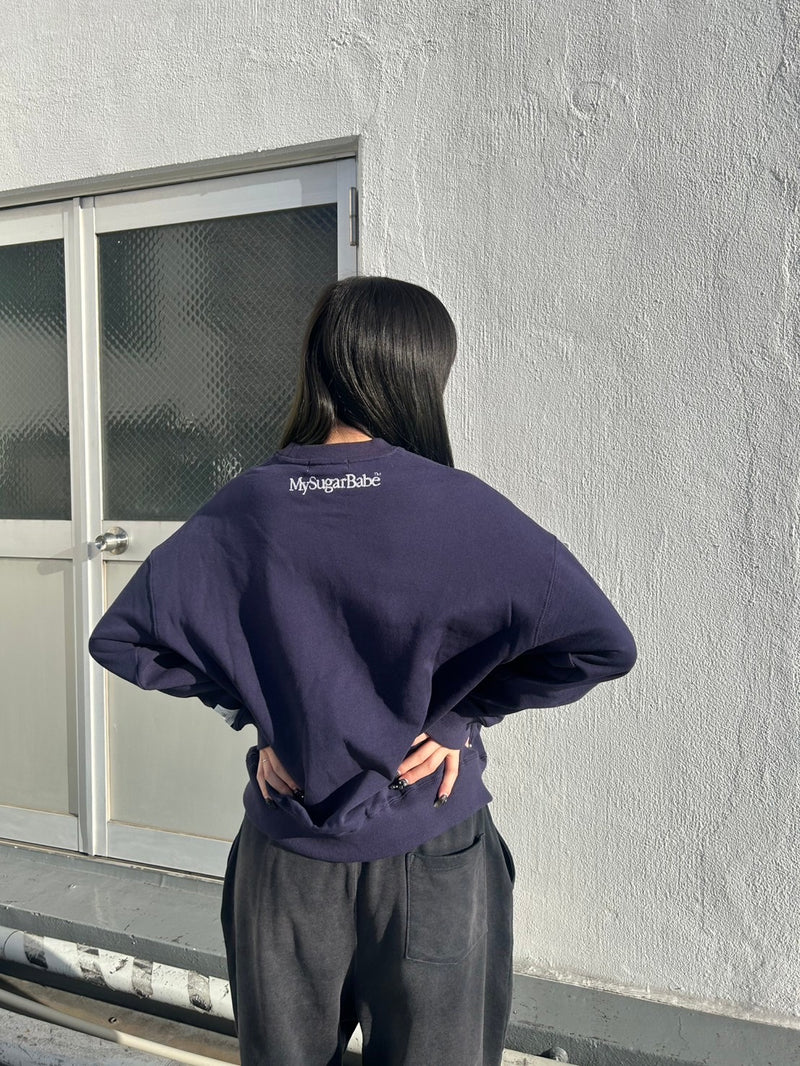 chain embroidery crew sweatshirt