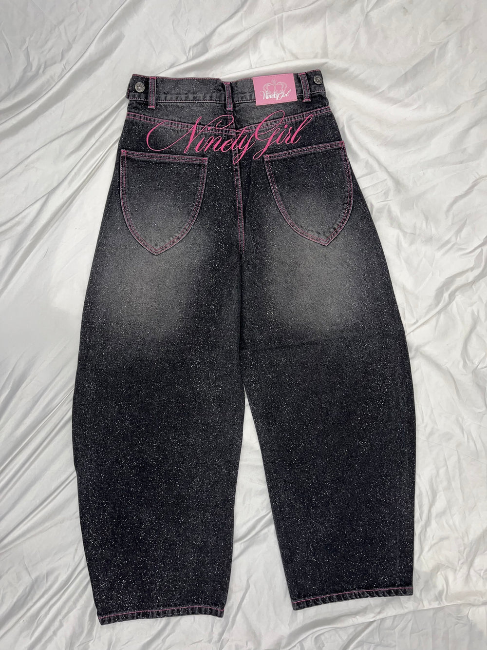 Ninety Girl Logo Glitter Buggy Denim Pants – YZ