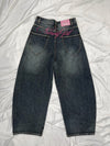 Ninety Girl Logo Glitter Buggy Denim Pants 