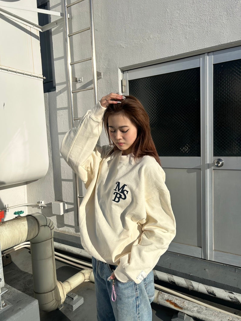 chain embroidery crew sweatshirt