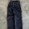 western short rigid  wide tuck denim pants
