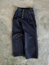 Western Short Rigid Wide TUCK DENIM PANTS