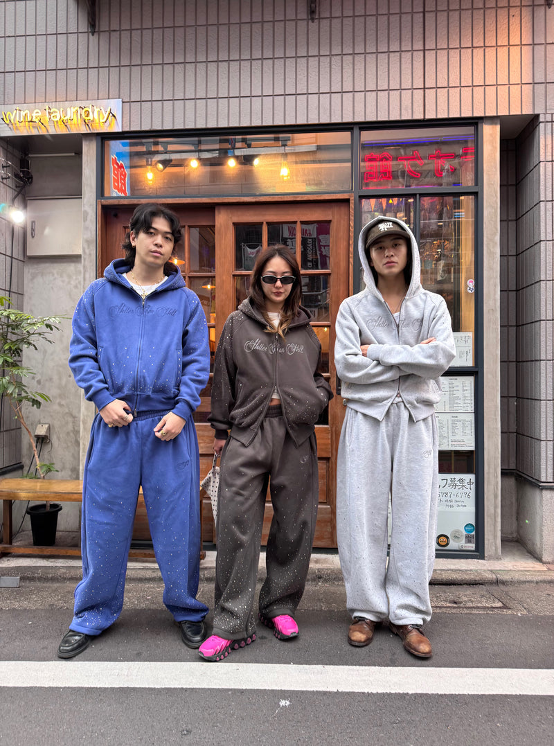 rhinestone scattered zip hoodie