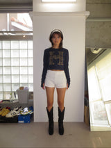 H heart check pattern long Tee