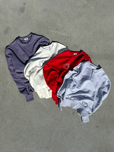 henley neck point logo sweat