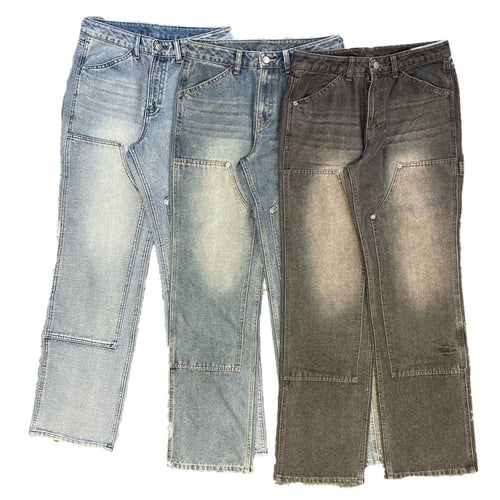 （Woman)Washed Double Knee Denim