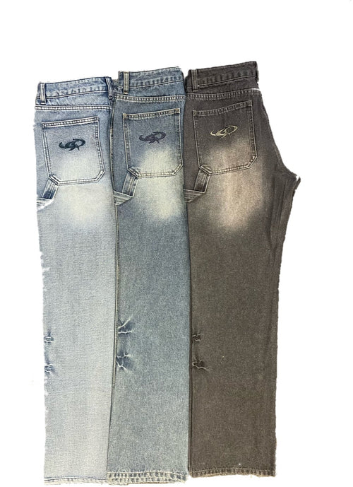 Washed Double Knee Denim