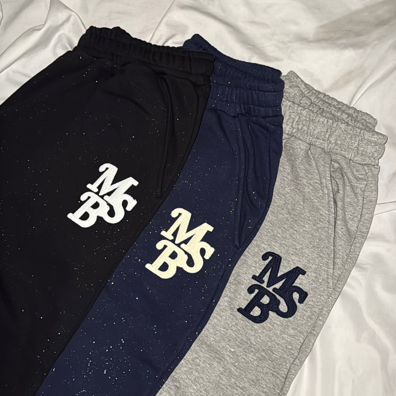 chain embroidery glitter sweat pants – YZ