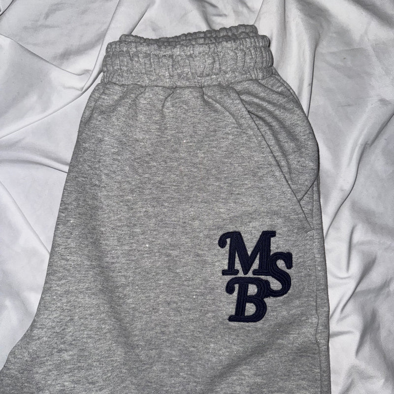 chain embroidery  glitter sweat pants