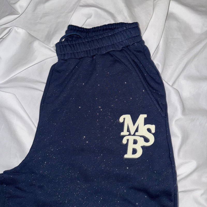 chain embroidery  glitter sweat pants