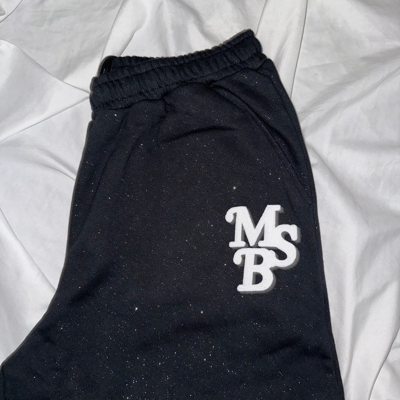 chain embroidery  glitter sweat pants