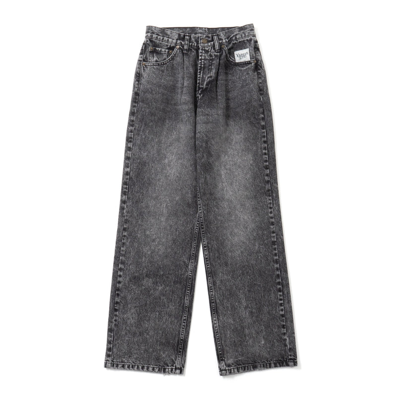 wide straight wash denim