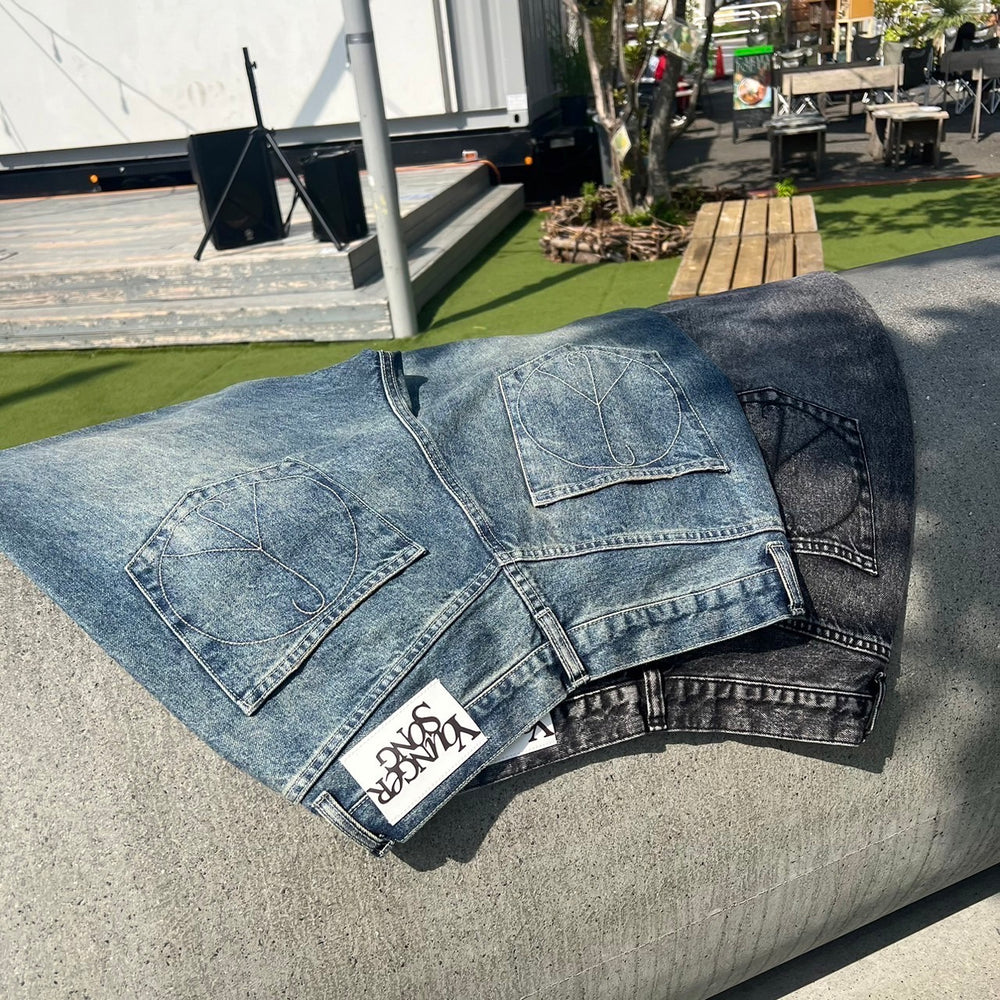 wide straight wash denim – YZ