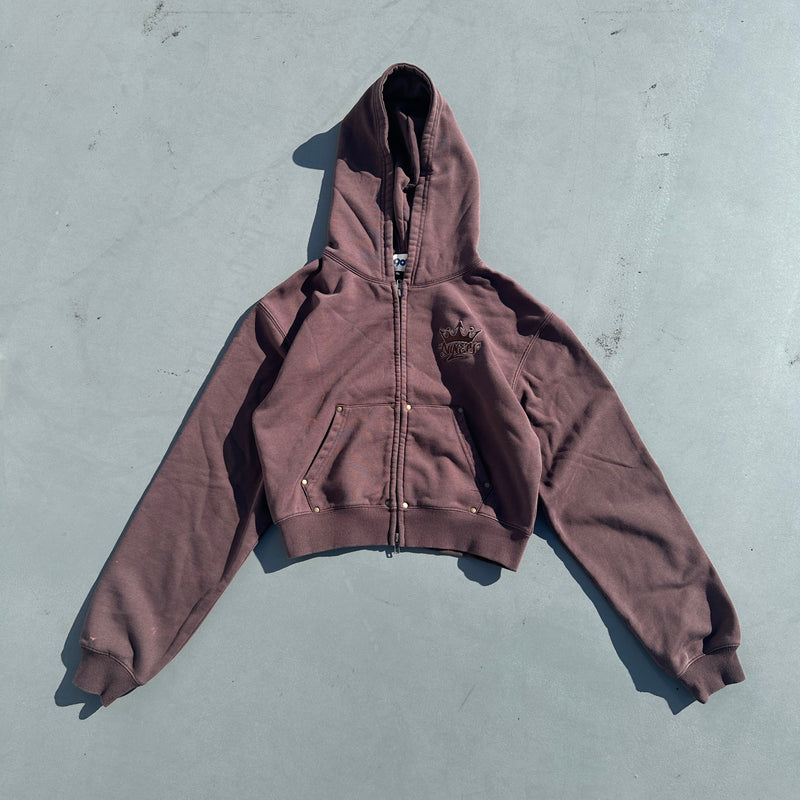 King Logo Pile Stitched Zip Hoodie (Cropped)