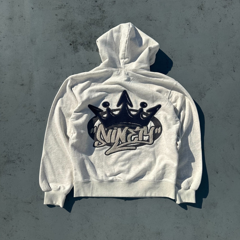 King Logo Pile Stitched Zip Hoodie