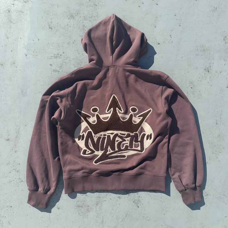 King Logo Pile Stitched Zip Hoodie