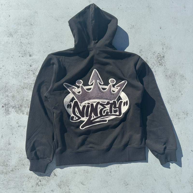 King Logo Pile Stitched Zip Hoodie