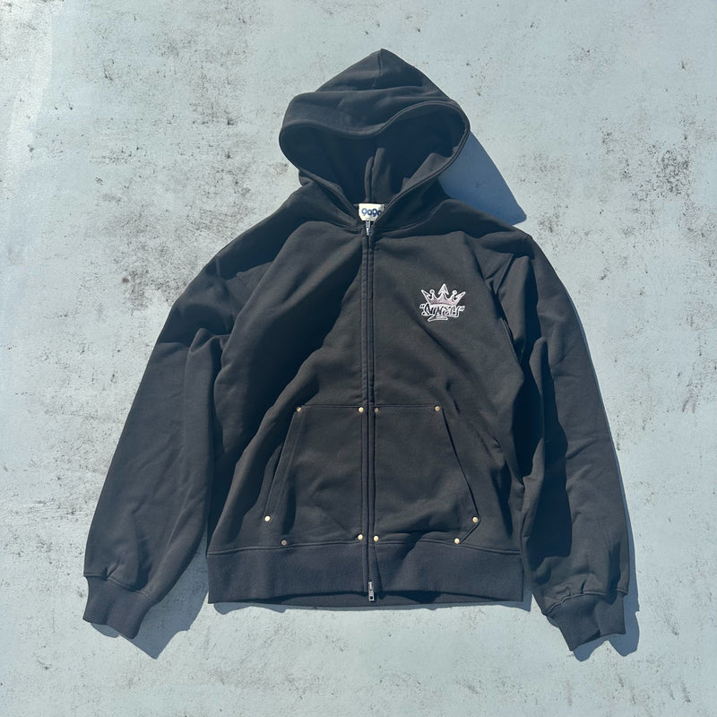 King Logo Pile Stitched Zip Hoodie