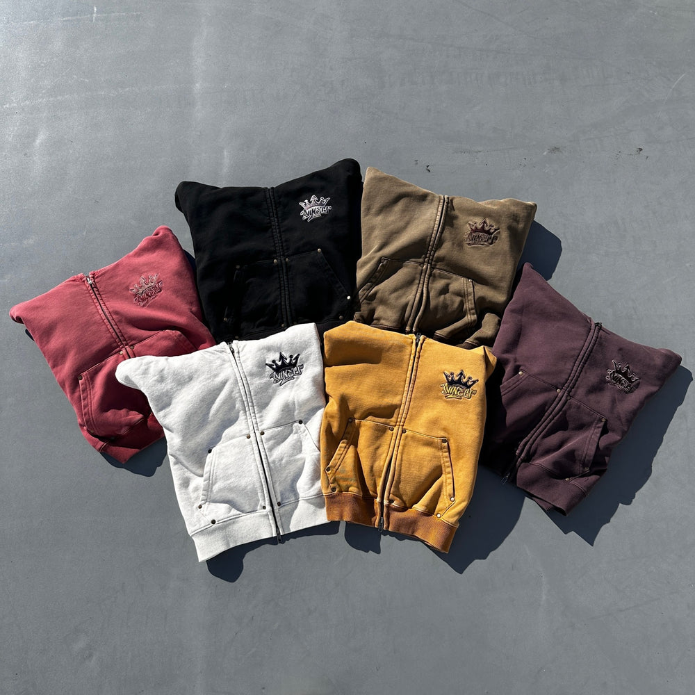 King Logo Pile Stitched Zip Hoodie (Cropped) – YZ