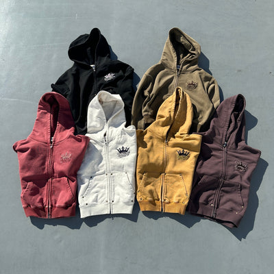 King Logo Pile Stitched Zip Hoodie (Cropped)