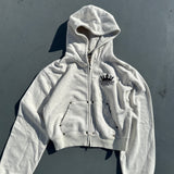 King Logo Pile Stitched Zip Hoodie (Cropped)