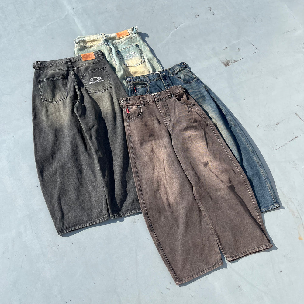 9090Heisei Logo Buggy Ballon Denim Pants