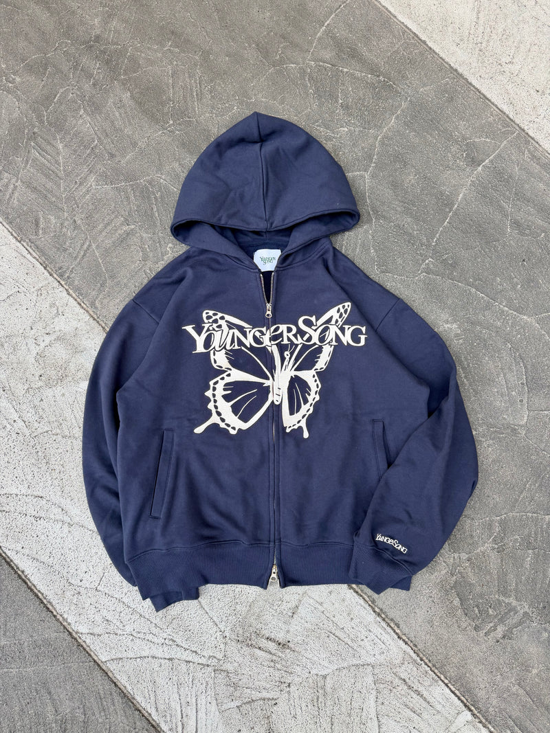 正面蝴蝶標誌拉鍊連帽衫 