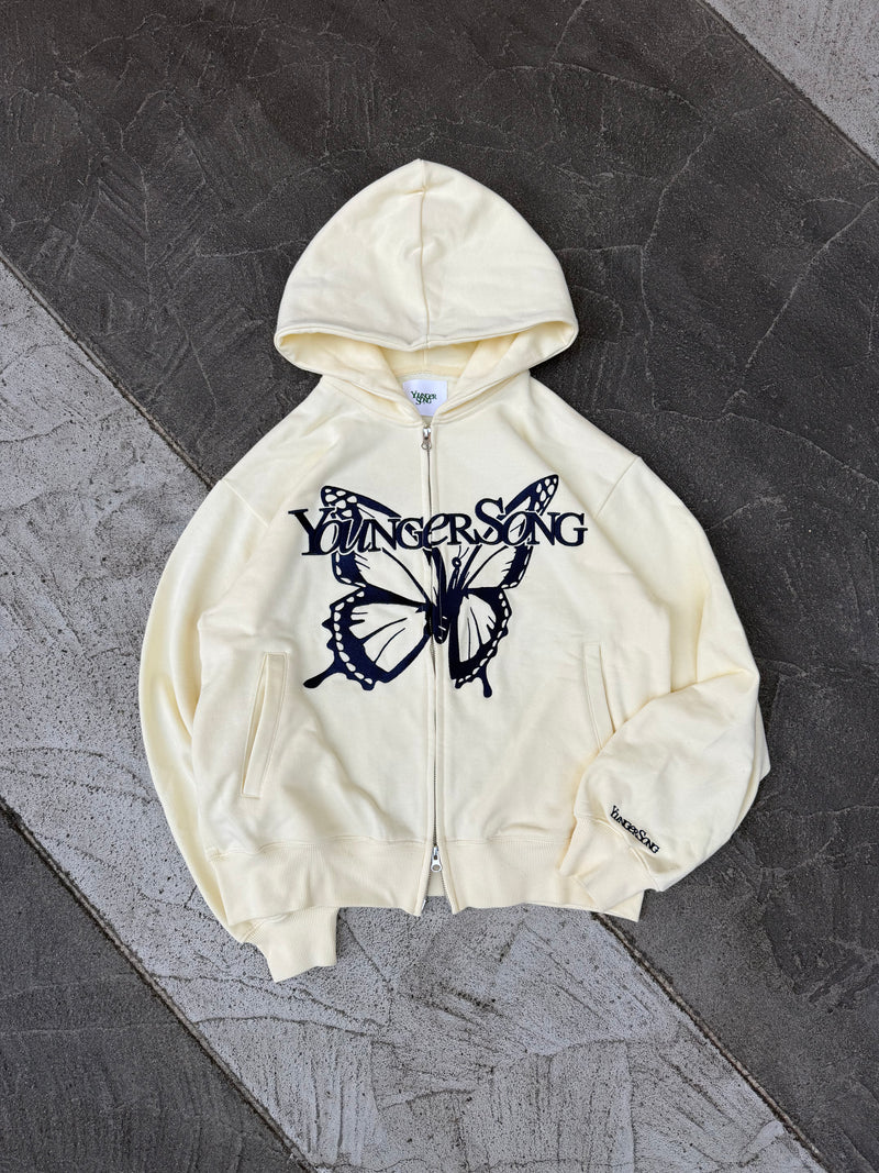 正面蝴蝶標誌拉鍊連帽衫 