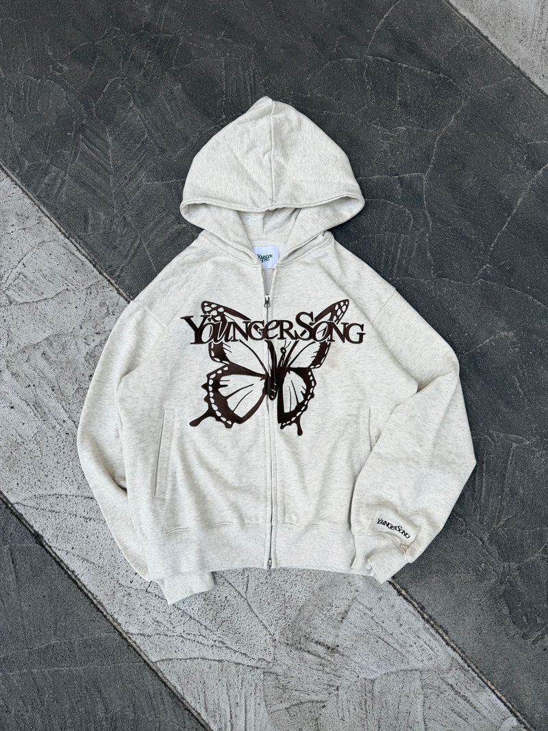 正面蝴蝶標誌拉鍊連帽衫 