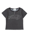 yung logo rhinestone fit thermal henley short-sleeve tee 