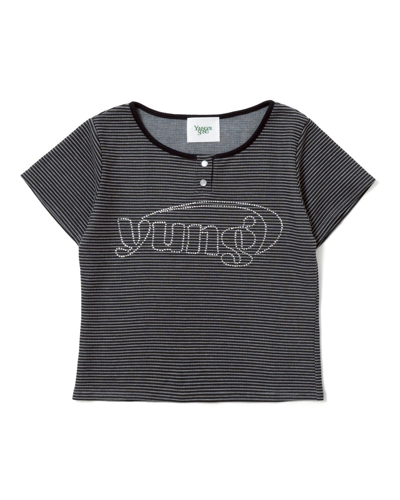 yung logo rhinestone fit thermal henry ss tee – YZ