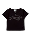 yung logo rhinestone fit thermal henley short-sleeve tee 