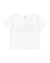 yung logo rhinestone fit thermal henley short-sleeve tee 