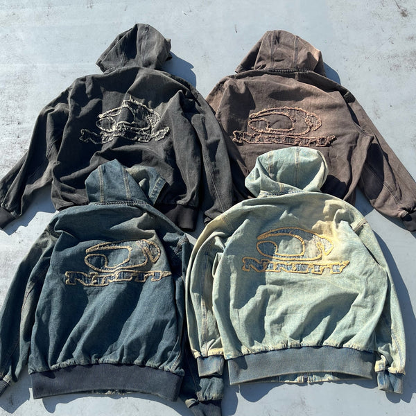 Heisei Logo Denim Zip Hoodie – YZ